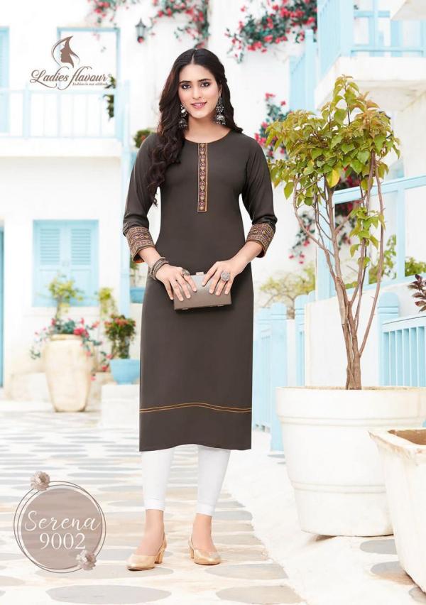 Ladies Flavour Serena Vol 9 Rayon Designer Long Kurti Collection